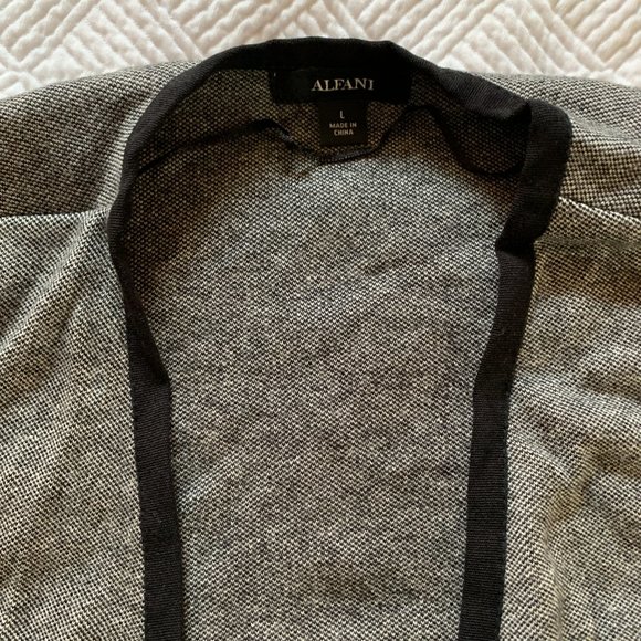 Alfani Womens Asymmetrical Cardigan Sweater in Birds Eye Jacquard Gray - NWT - L - Picture 5 of 7